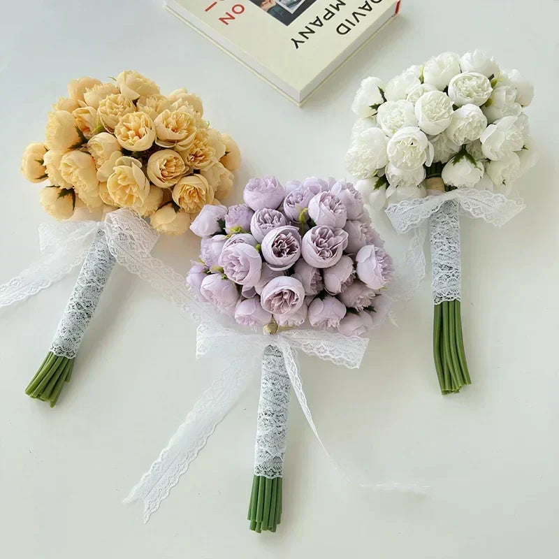 باقة زهور الفاوانيا الحريرية Lyria — حزمة من 27 زهرة فاوانيا واقعية - Desfino