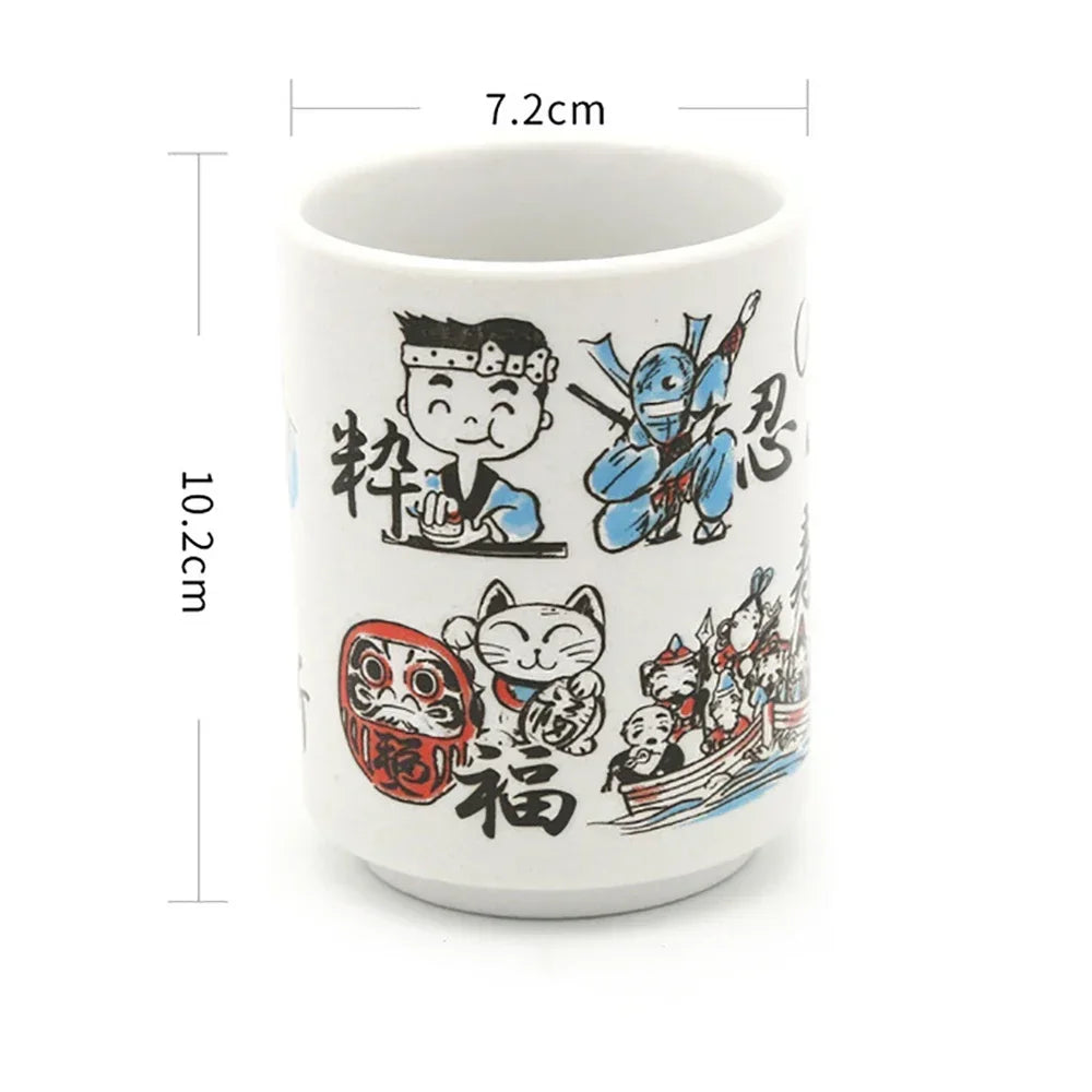 Kiyomi-käsintehdyt japanilaiset teekupit — Fuji-vuori syksyinen design - Desfino