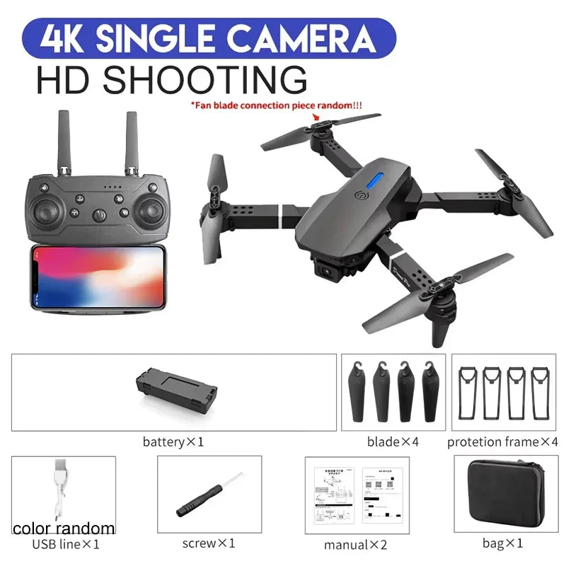 רחפן מתקפל E88 עם מצלמת 4K HD ו-WiFi FPV | דספינו