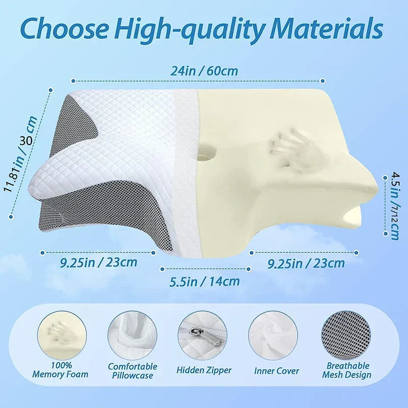 SomniEase Nackenkissen — 2-in-1 ergonomischer Memory-Schaum - Desfino