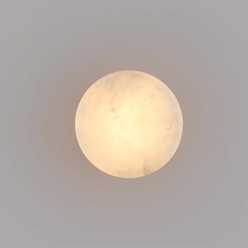 Round Natural Marble LED Wall Sconce — Warm Glow Light - Desfino