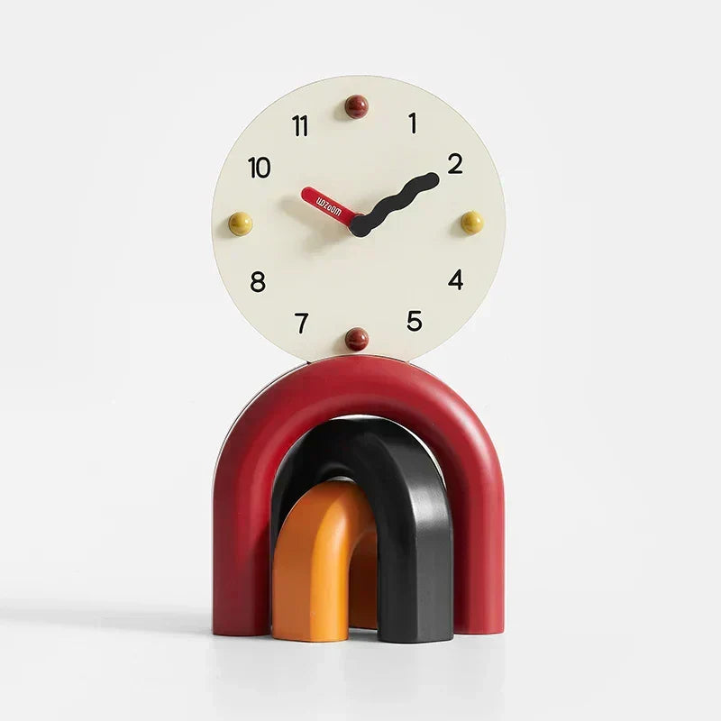 LumenArc Nordic Arch Desk Clock — Silent Quartz, Two Finishes - Desfino