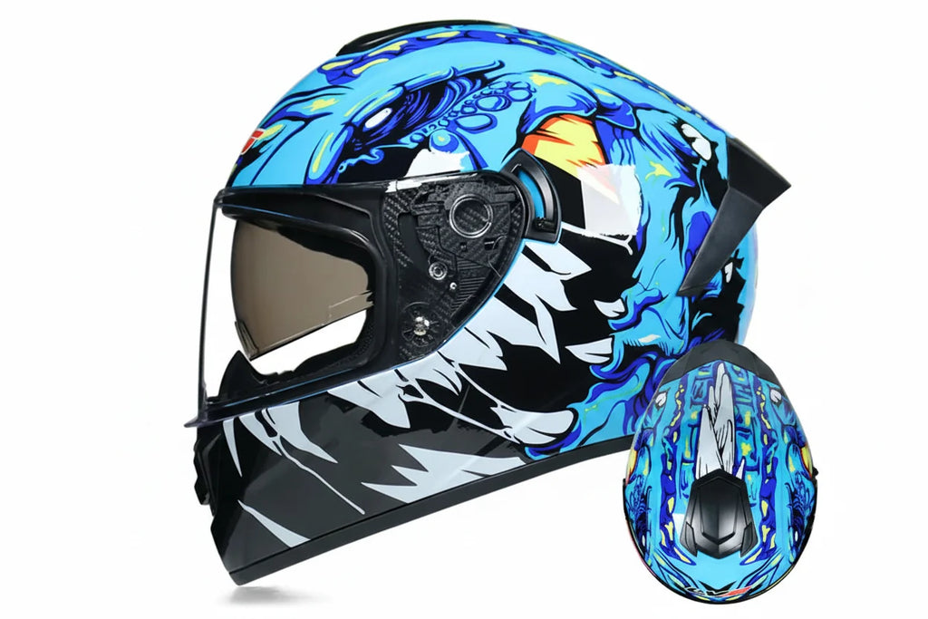 Capacete Integral de Competição para Motociclismo com Viseira Dupla e Certificação DOT - Desfino