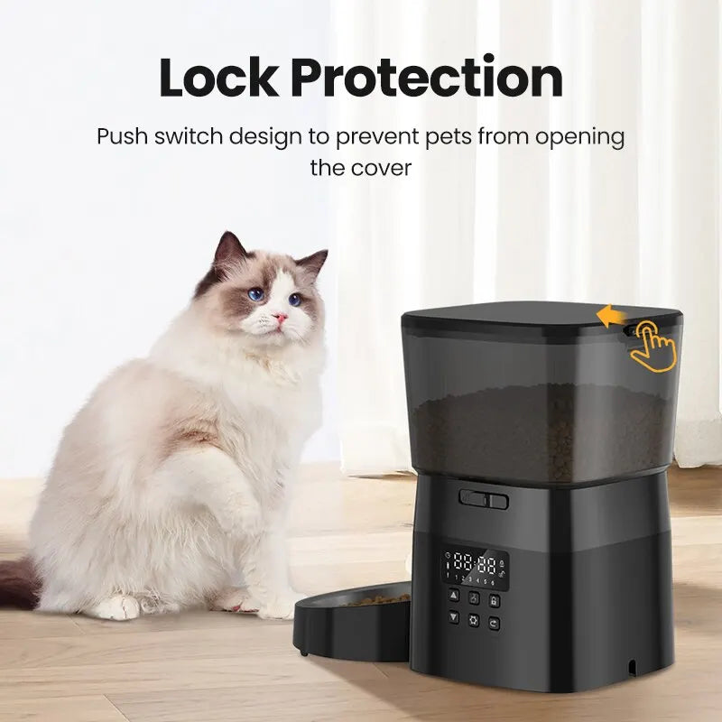 Comedouro automático para animais de estimação para alimentos secos — Temporizador LCD, porções de 50–200g - Desfino