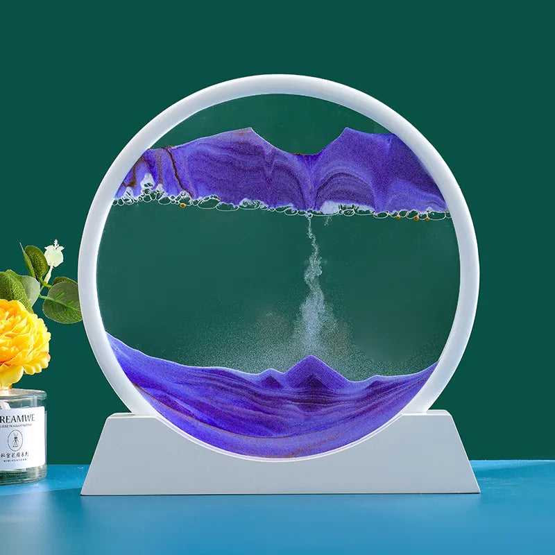 AureaFlow Glass Hourglass — Kinetic 3D Sand Motion, Clear Enclosure