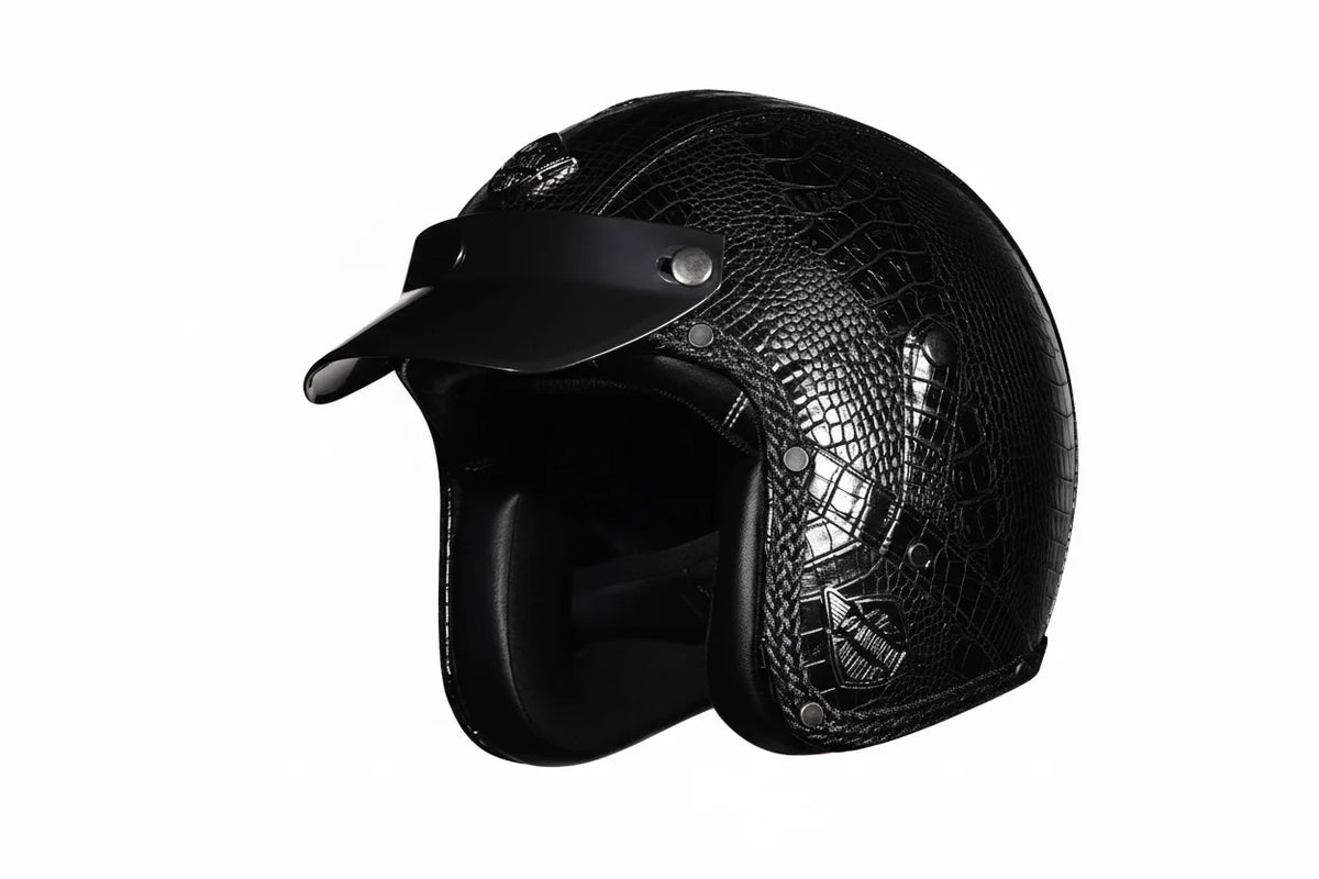 Retro 3/4-motorcykelhjelm — PU-læder, DOT-certificeret chopperstil - Desfino