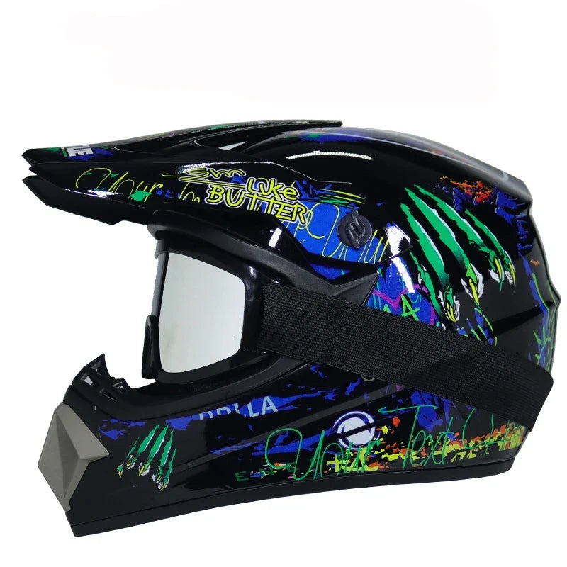 Casque de motocross intégral pour jeunes certifié DOT - coque en ABS et lunettes - Desfino