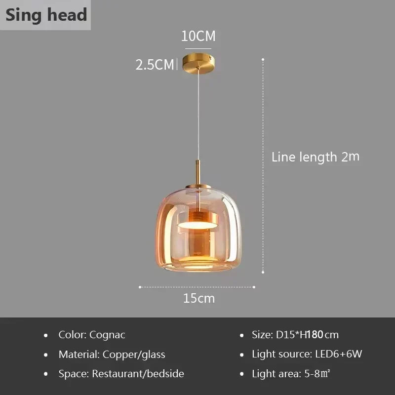 Nordisk LED-pendellampa i glas — minimalistisk skandinavisk kristallkrona - Desfino