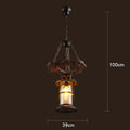 Industrial LED Ceiling Light — Vintage Wood and Iron Fixture - Desfino
