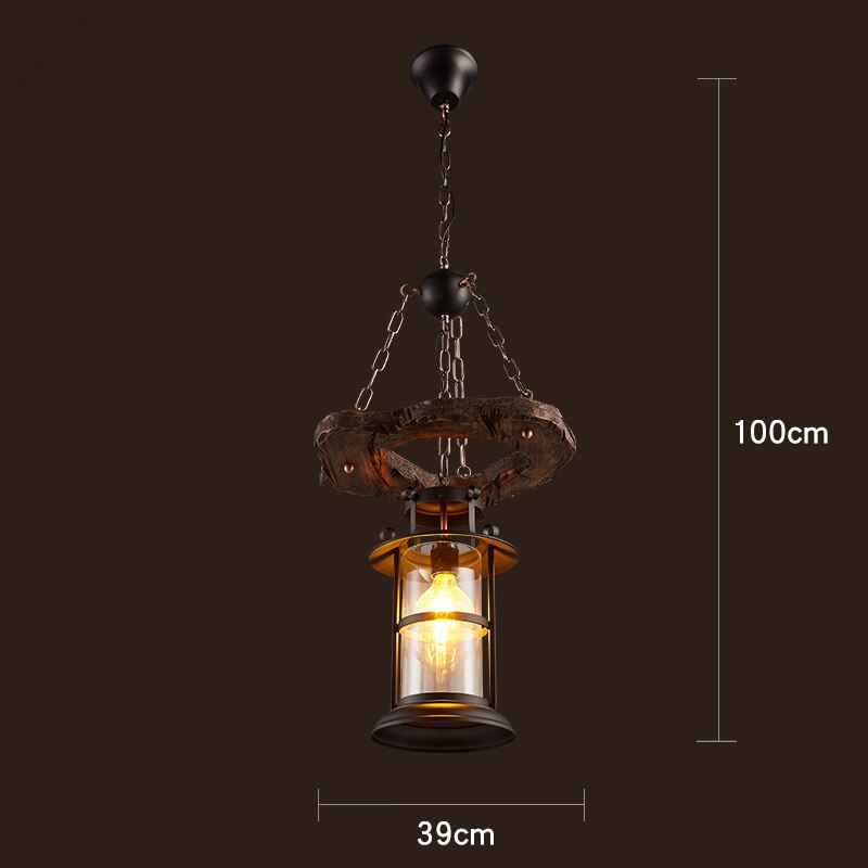 Industrial LED Ceiling Light — Vintage Wood and Iron Fixture - Desfino