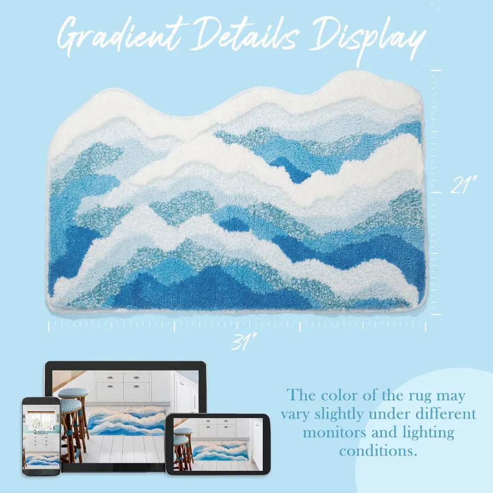 Marisyl getuft oceaangolventapijt — antislip decoratief vloerkleed - Desfino