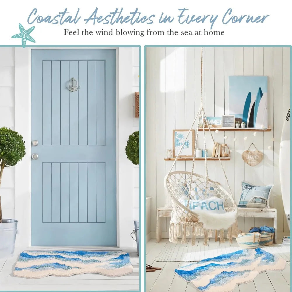 Marisyl getuft oceaangolventapijt — antislip decoratief vloerkleed - Desfino