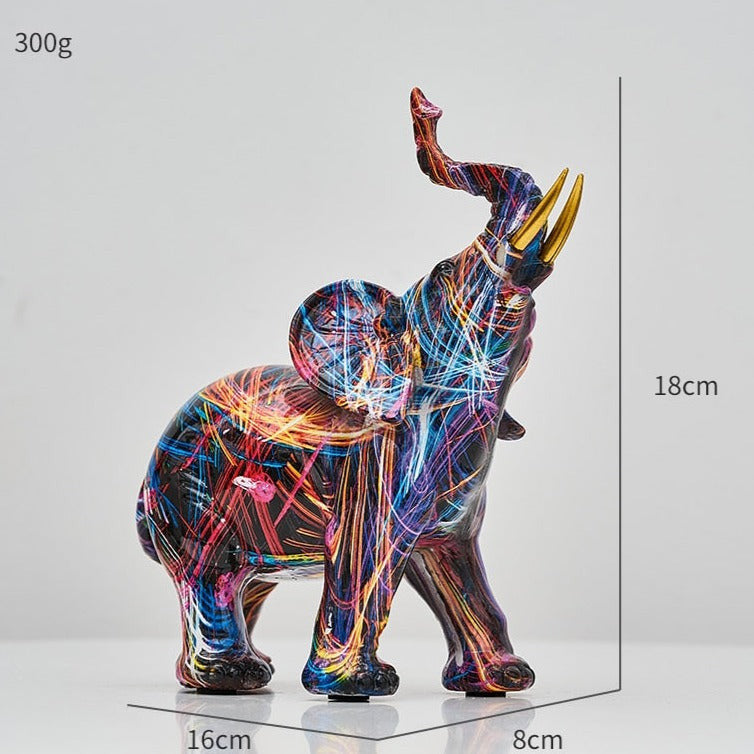 Statue d’éléphant peinte et colorée Aurella — Sculpture nordique - Desfino