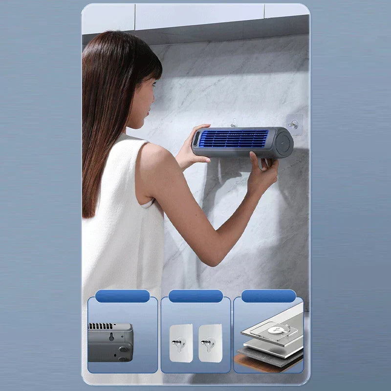 Refrigerador portátil sem pás BreezeOriel — carregamento USB, 3 velocidades, silencioso - Desfino