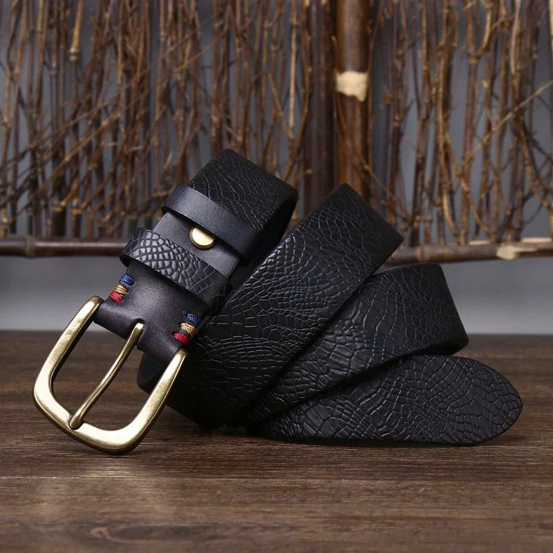 Ceinture en cuir de vache Kestrel de 1.5 in (3.8 cm) — Motif gaufré - Desfino