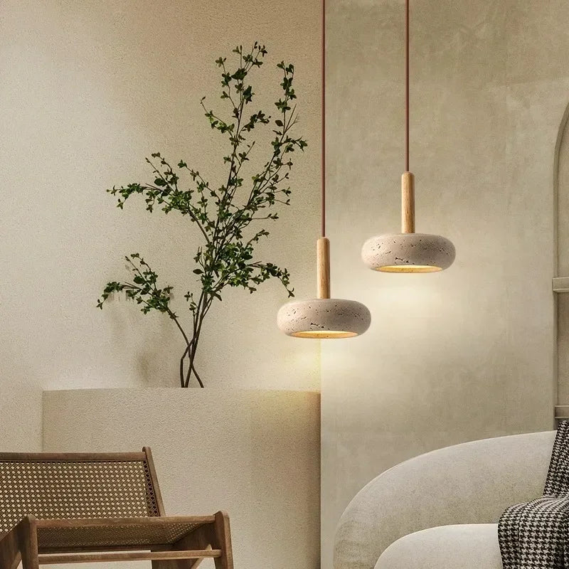 LumaStone mini-hanglamp van travertijn — led-plafondlamp - Desfino