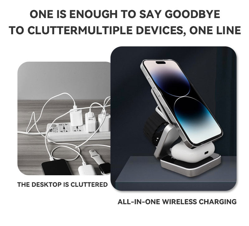 NovaCharge 3-in-1 Magnetic Charger — iPhone, AirPods & Watch | Desfino