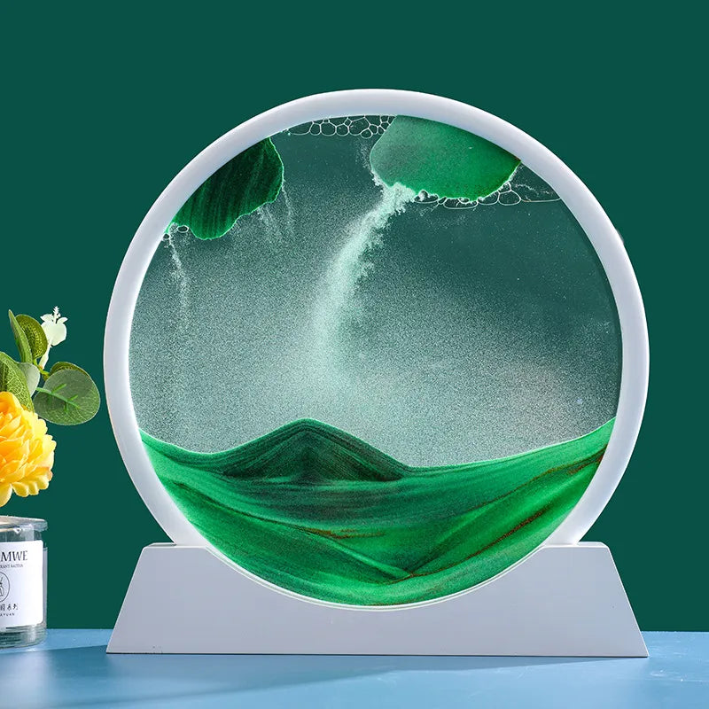 3D kinetisk sandkunst i timeglass — landskap i bevegelse - Desfino
