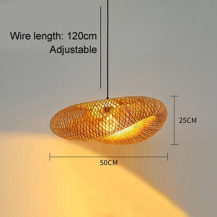 Suspension LED KoruBend — Luminaire moderne rustique en bambou - Desfino