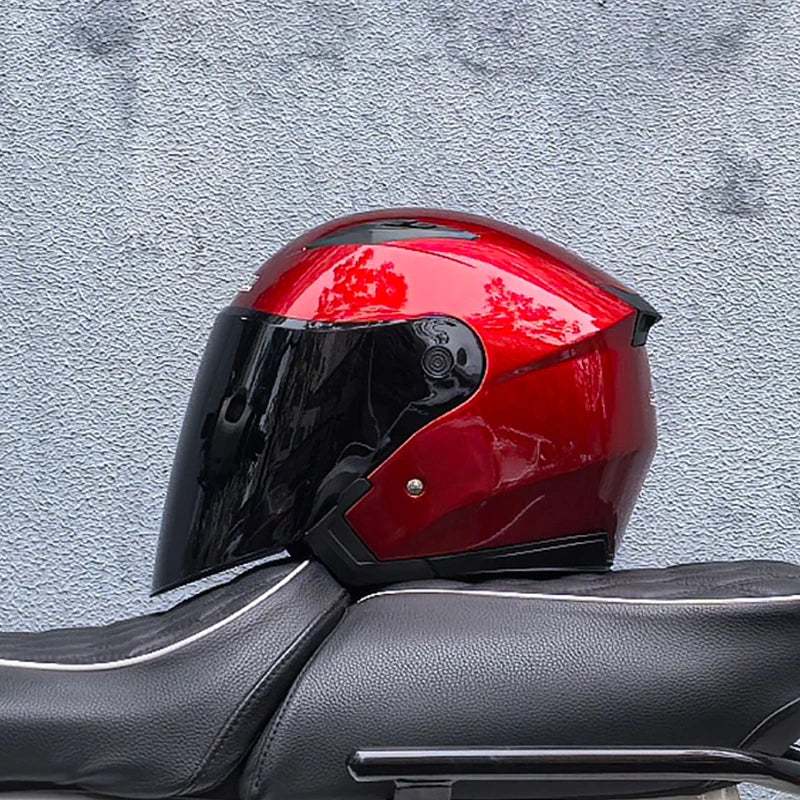 Casque de moto léger 3/4 - double visière, écran transparent, pare-soleil - Desfino