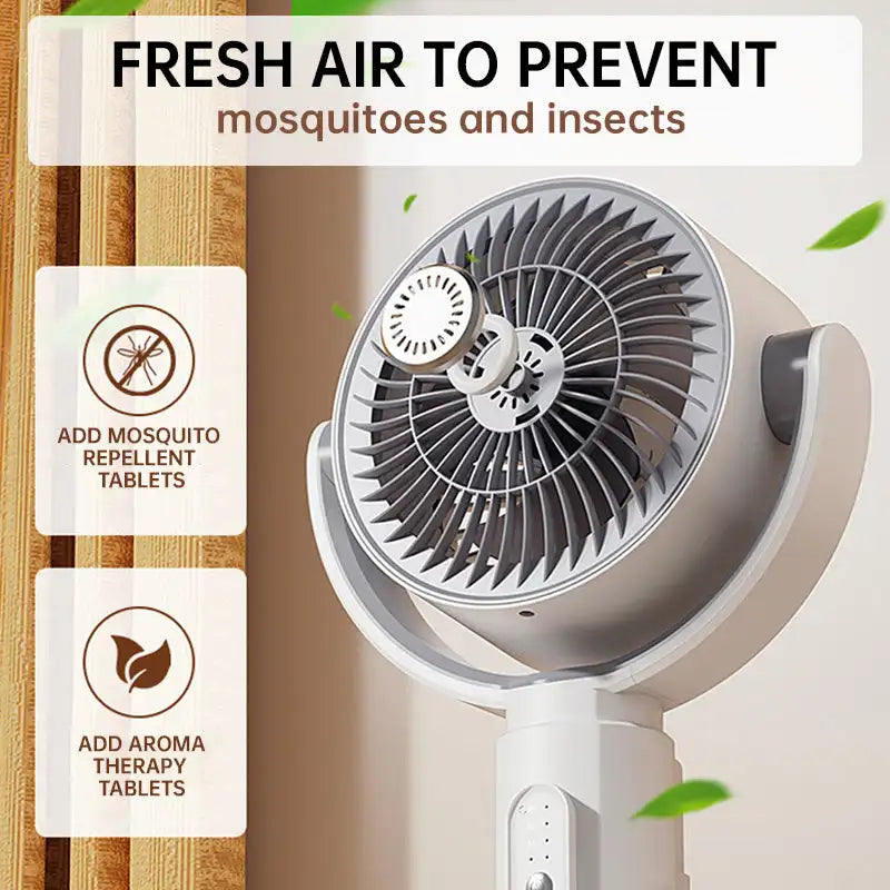 Dobíjecí oscilační ventilátor ZephyrWave - 5 rychlostí, časovač s dálkovým ovládáním - Desfino