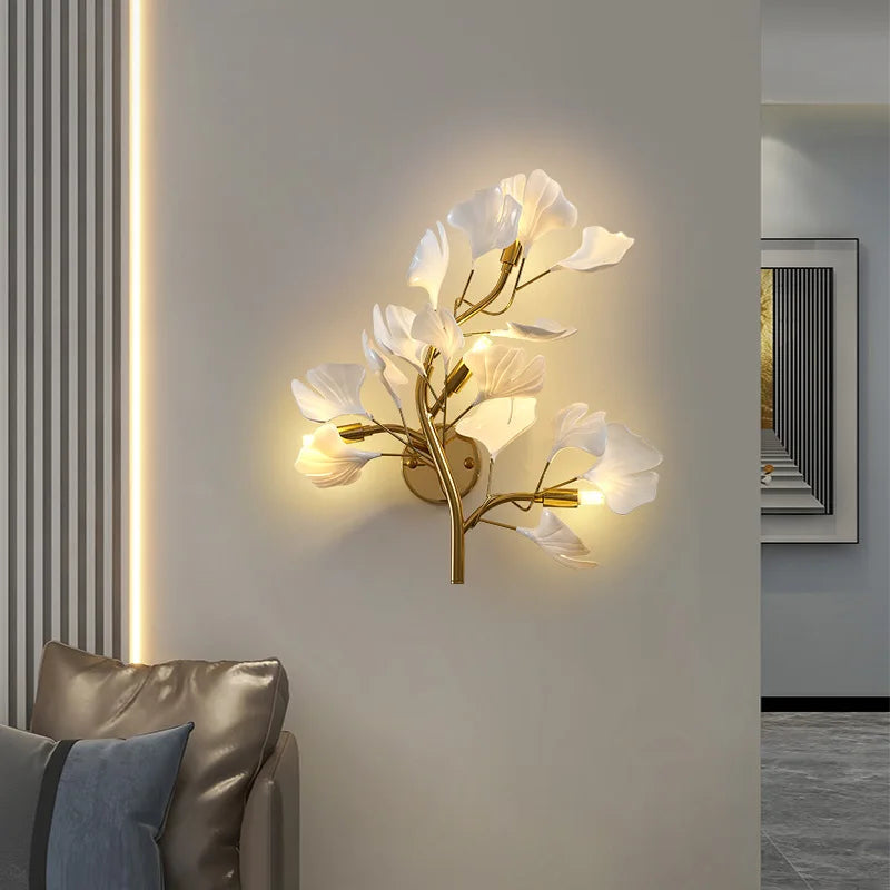 Marisol Jasmine Leaf -seinävalaisin — säädettävä 3000 K/6000 K, neljä LED-valoa - Desfino