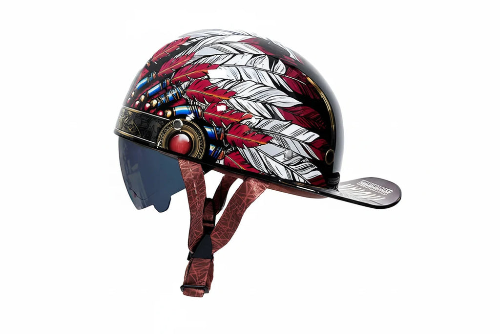 Retro-Halbschalenhelm im Baseball-Cap-Stil mit ausziehbarer Innenlinse - Desfino