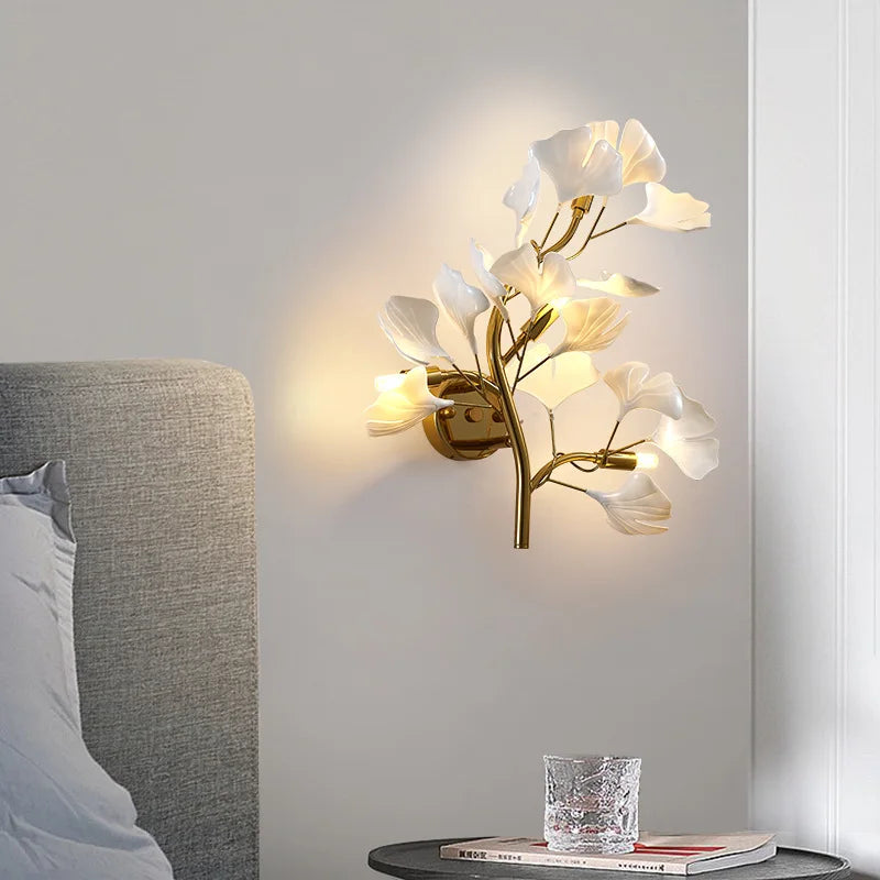 Marisol Jasmine Leaf -seinävalaisin — säädettävä 3000 K/6000 K, neljä LED-valoa - Desfino
