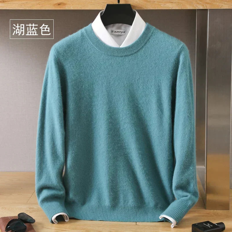 Camisola Lyra em caxemira com gola redonda - 100% pura, tricotada no Japão, leve - Desfino