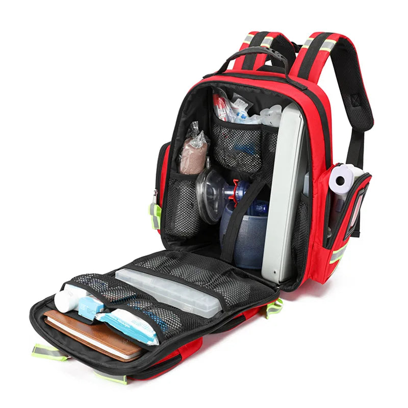 Mochila de primeros auxilios de gran capacidad RescueReady — Resistente a las inclemencias del tiempo - Desfino