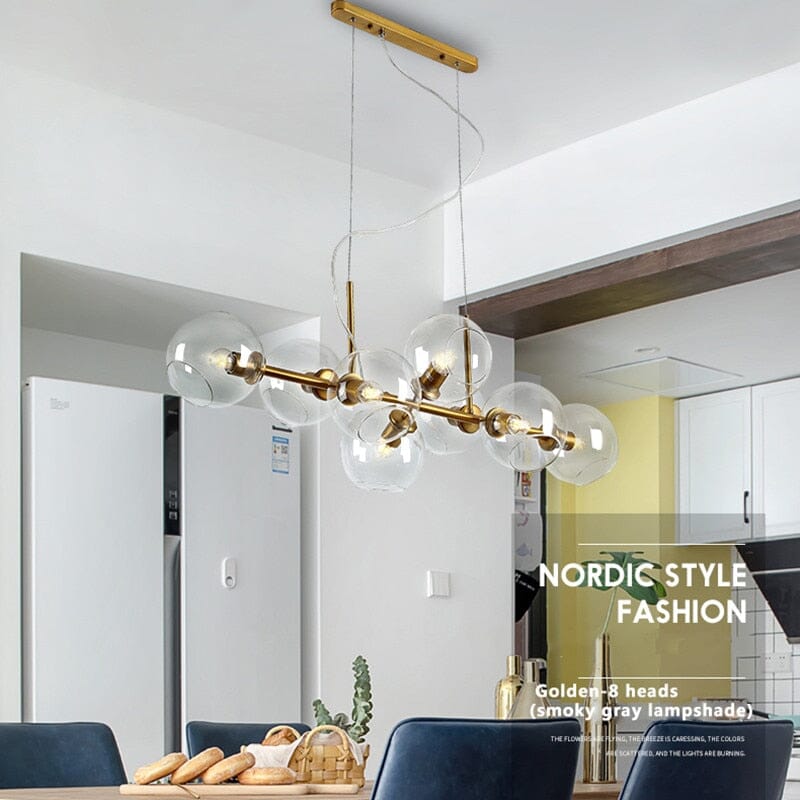 Aveline-bubbelkroonluchter — zwarte en gouden hanglamp van 56 W, 40 x 110cm - Desfino