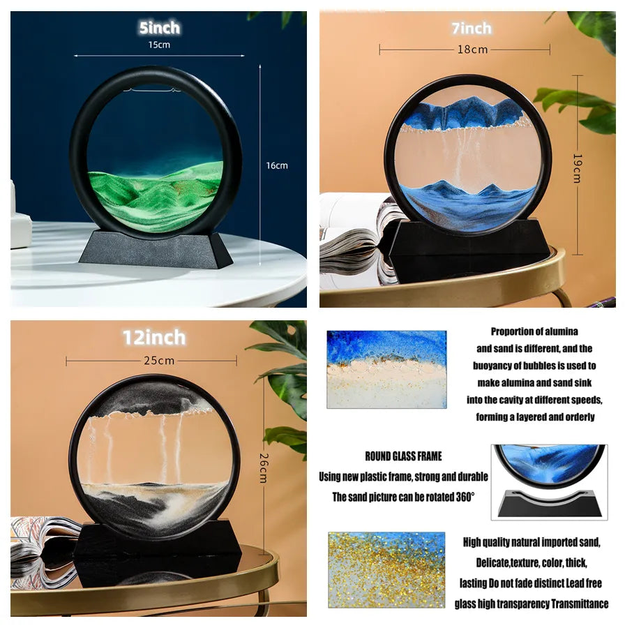 3D kinetisk sandkunst i timeglass — landskap i bevegelse - Desfino