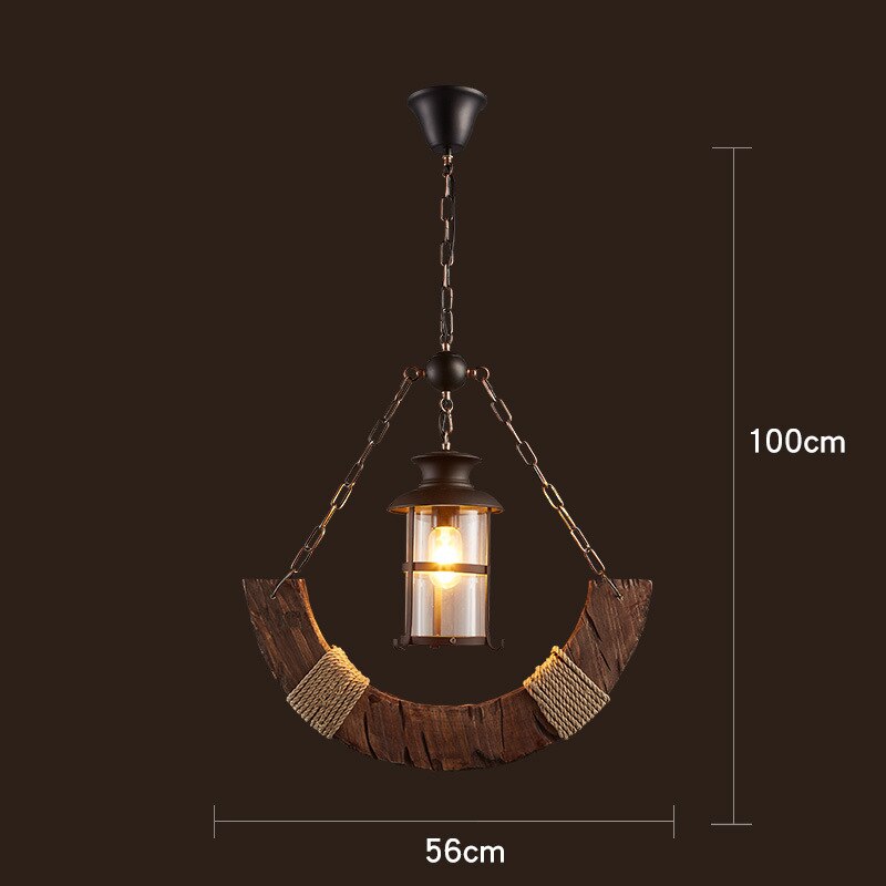 Industrial LED Ceiling Light — Vintage Wood and Iron Fixture - Desfino
