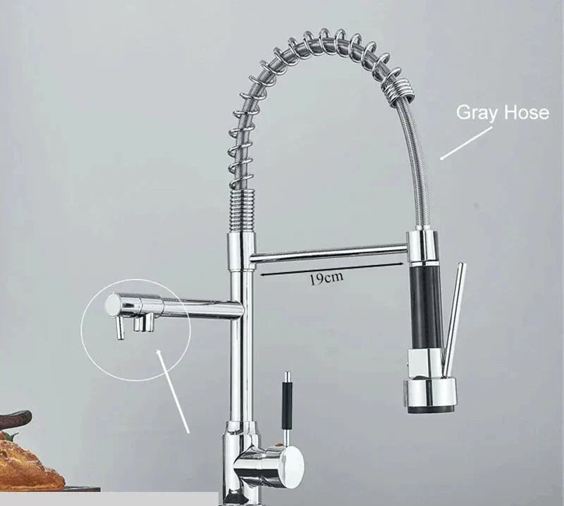 Grifo monomando de cocina de níquel cepillado NovaPulse — Caño extraíble giratorio de 360° - Desfino