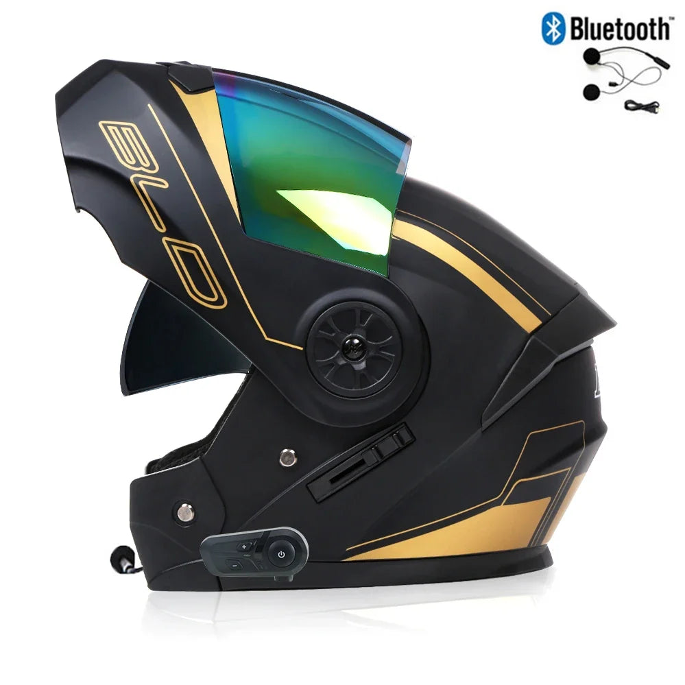 Modułowy kask motocyklowy — podnoszona szczęka, Bluetooth i osłona przeciwsłoneczna - Desfino