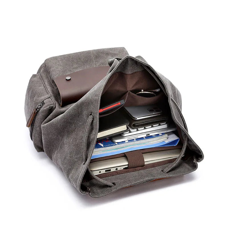 Zaino da esploratore in tela Ridgewell — Borsa capiente rétro da 20–35L - Desfino