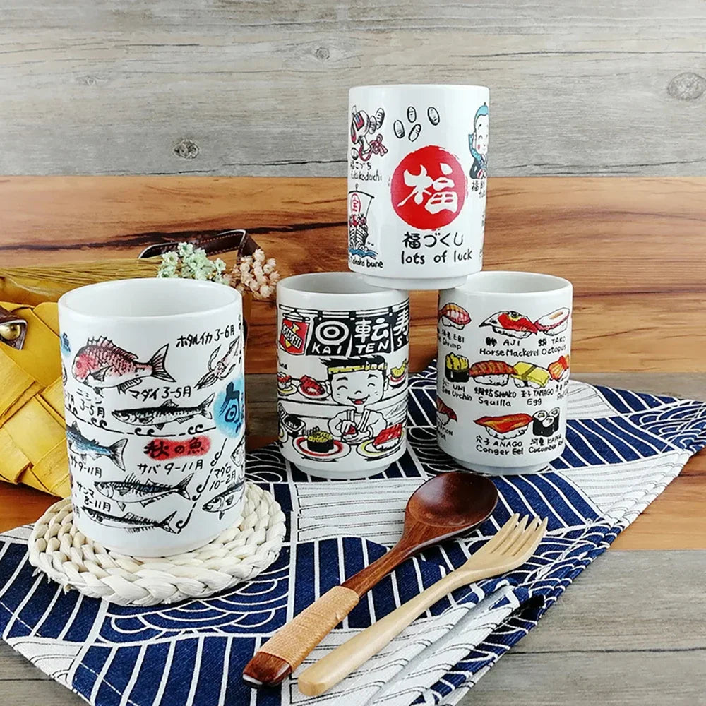 Kiyomi-käsintehdyt japanilaiset teekupit — Fuji-vuori syksyinen design - Desfino