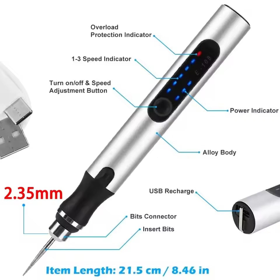 Neo draadloze graveerpen — instelbare snelheid van 5,000–15,000 RPM | Desfino