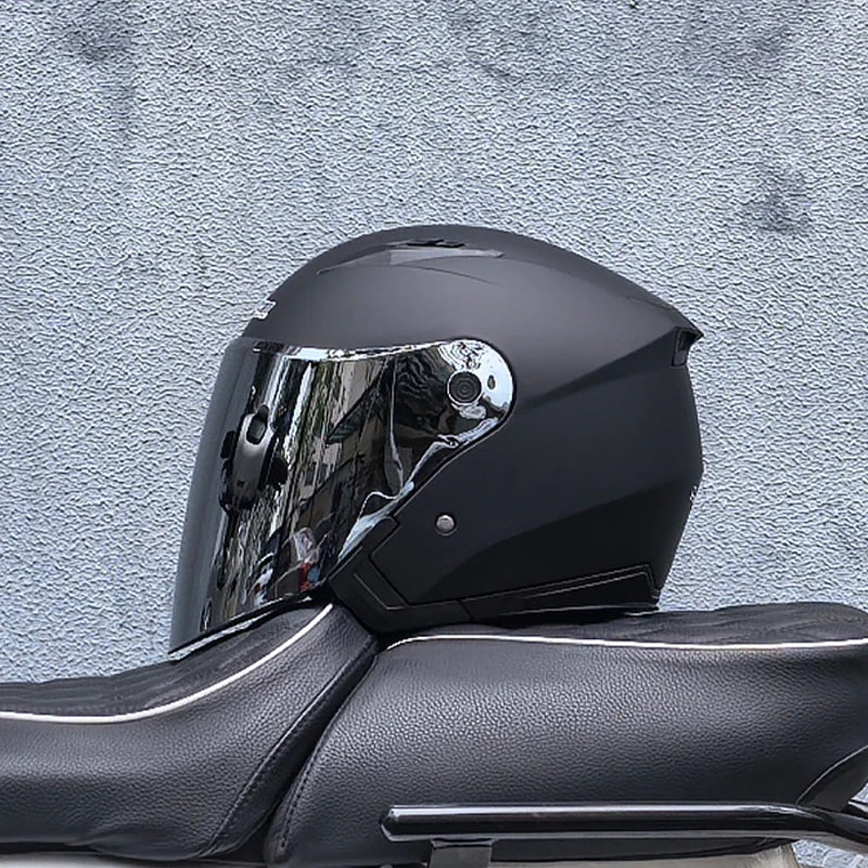 Casque de moto léger 3/4 - double visière, écran transparent, pare-soleil - Desfino