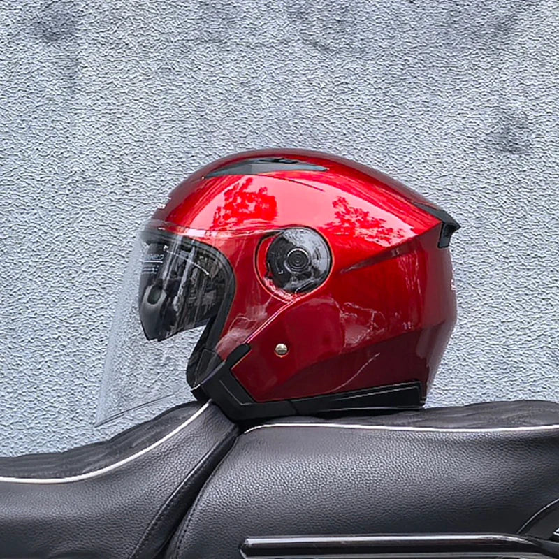 Casque de moto léger 3/4 - double visière, écran transparent, pare-soleil - Desfino