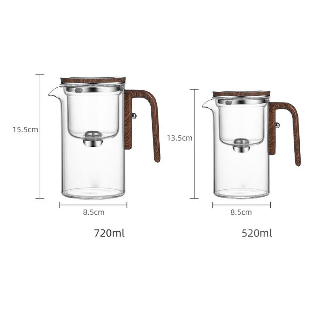 LumiGlass Glass Teapot 401–500 ml — One-Click Magnetic Filter - Desfino