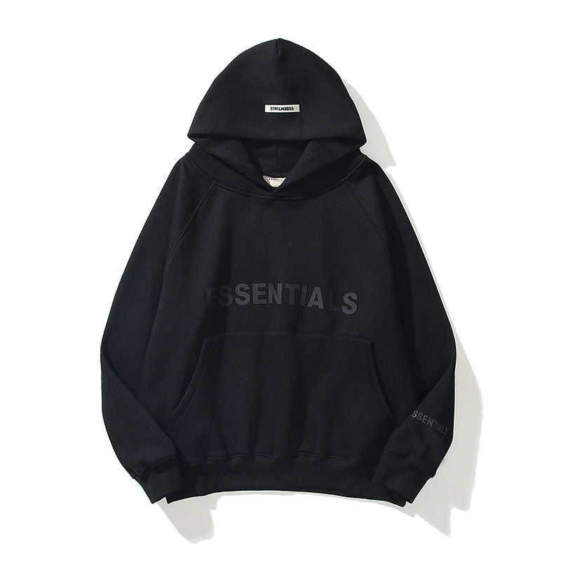Fear of God Essentials Hoodie — 100 % Baumwolle, lockere Passform, Kängurutasche - Desfino