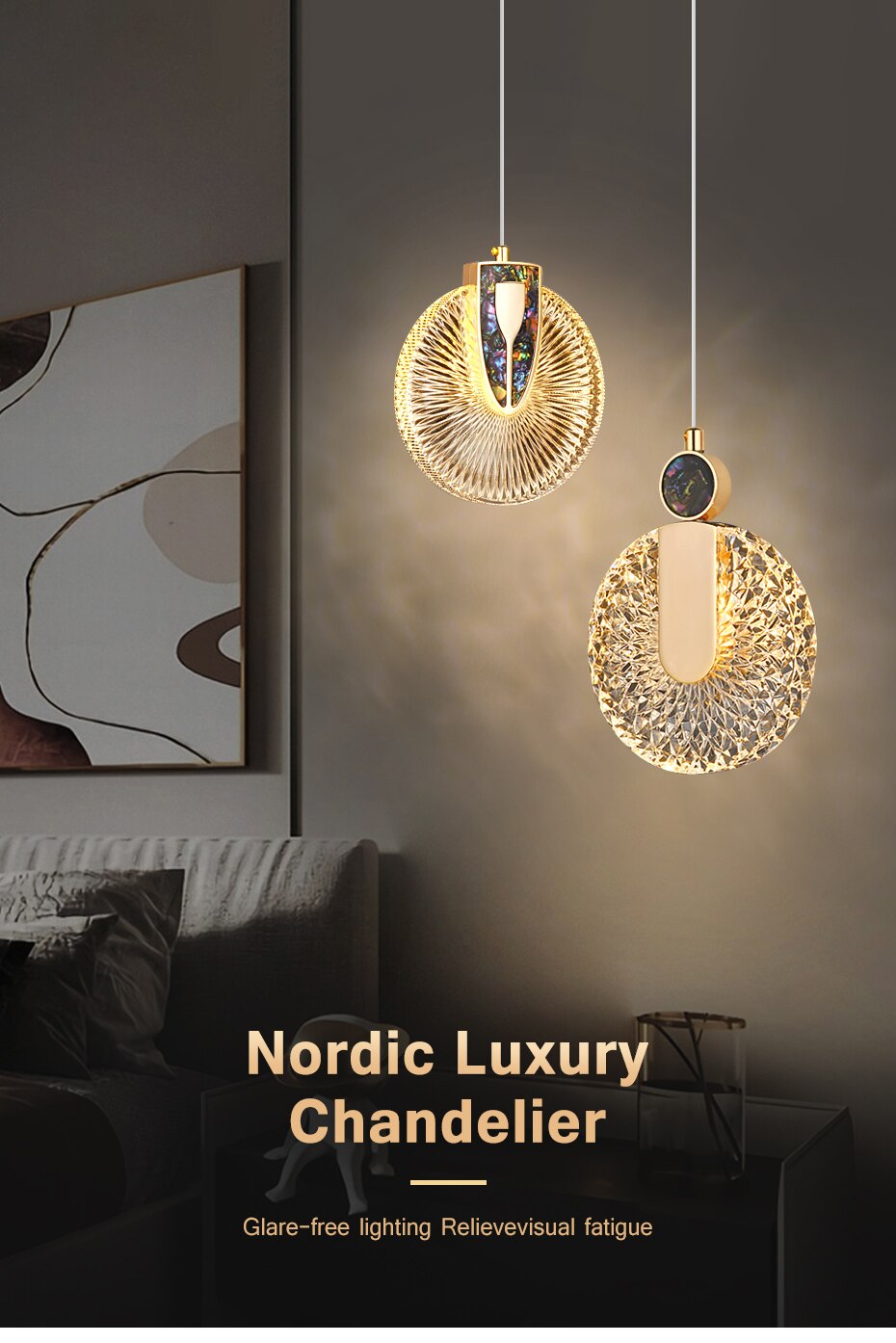 Aurelia Gold LED-Pendelleuchte – runde Kristall-Hängeleuchte