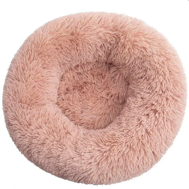 CozySphere 圆形毛绒宠物床 — 猫狗适用的奢华设计