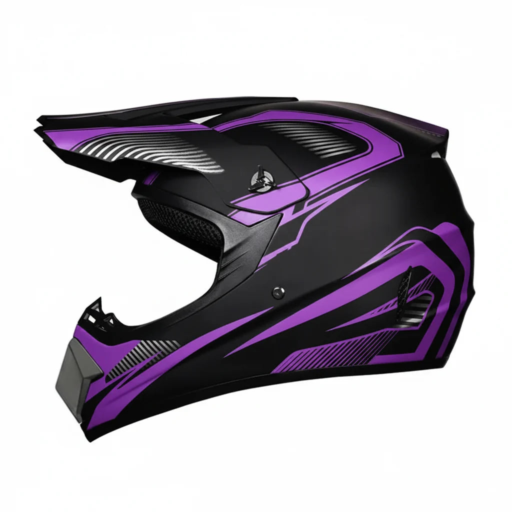 Casque de motocross intégral pour jeunes certifié DOT - coque en ABS et lunettes - Desfino