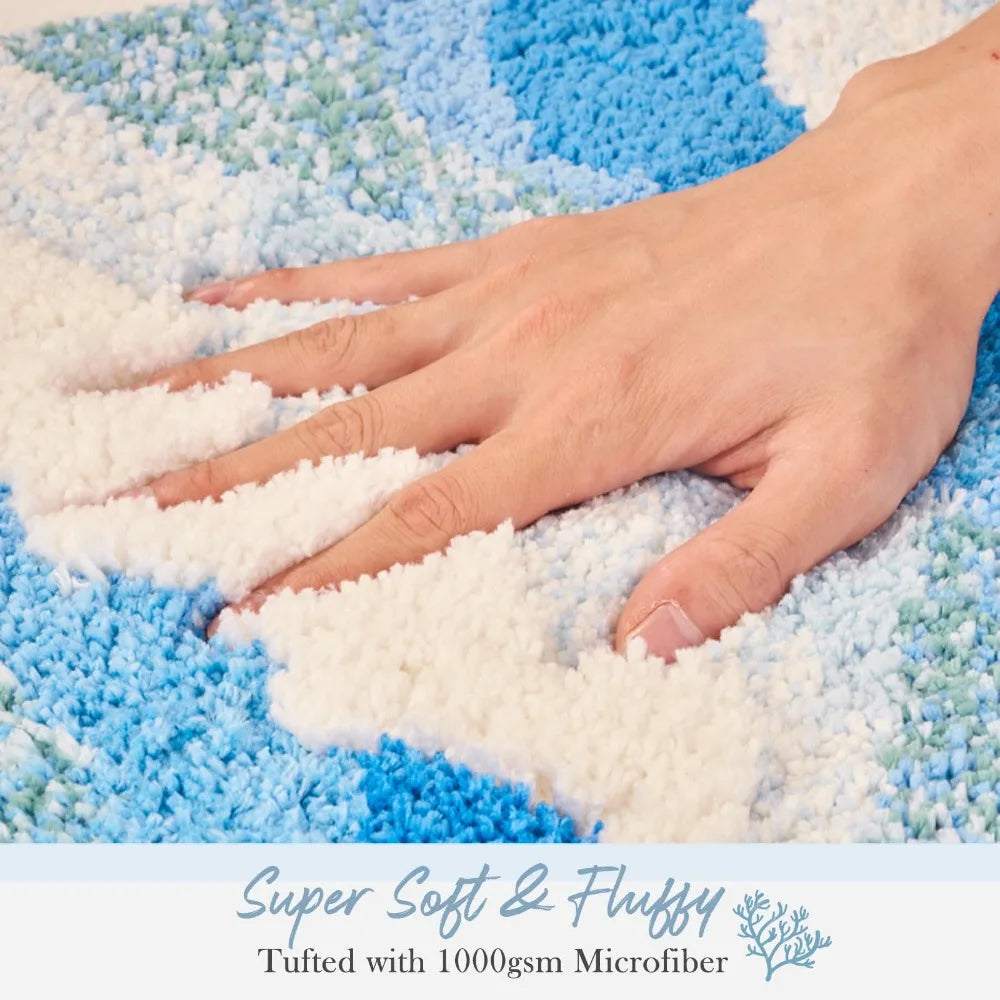 Marisyl getuft oceaangolventapijt — antislip decoratief vloerkleed - Desfino