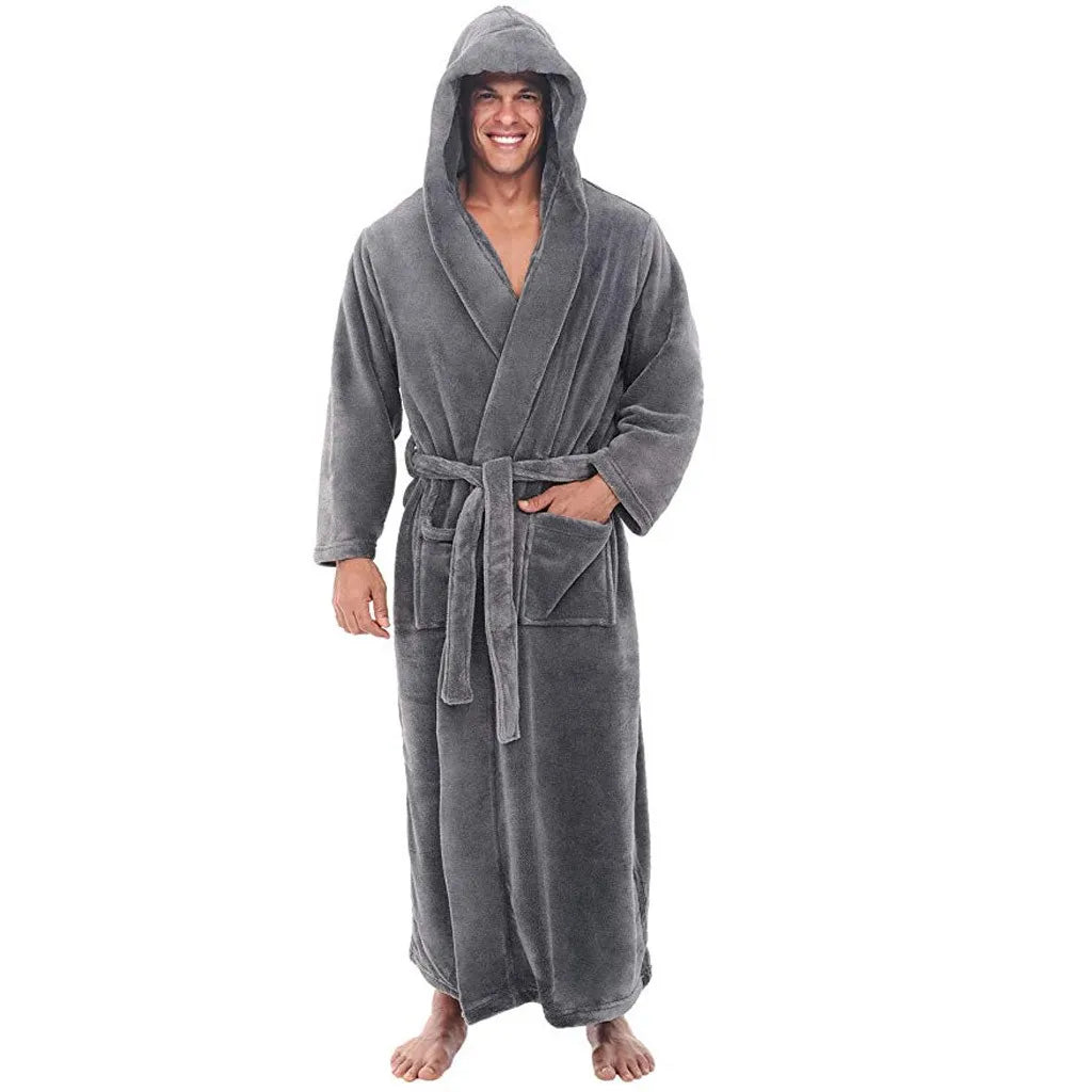 رداء حمّام CozyNest رجالي سميك وفاخر بغطاء للرأس — تغطية كاملة الطول - Desfino
