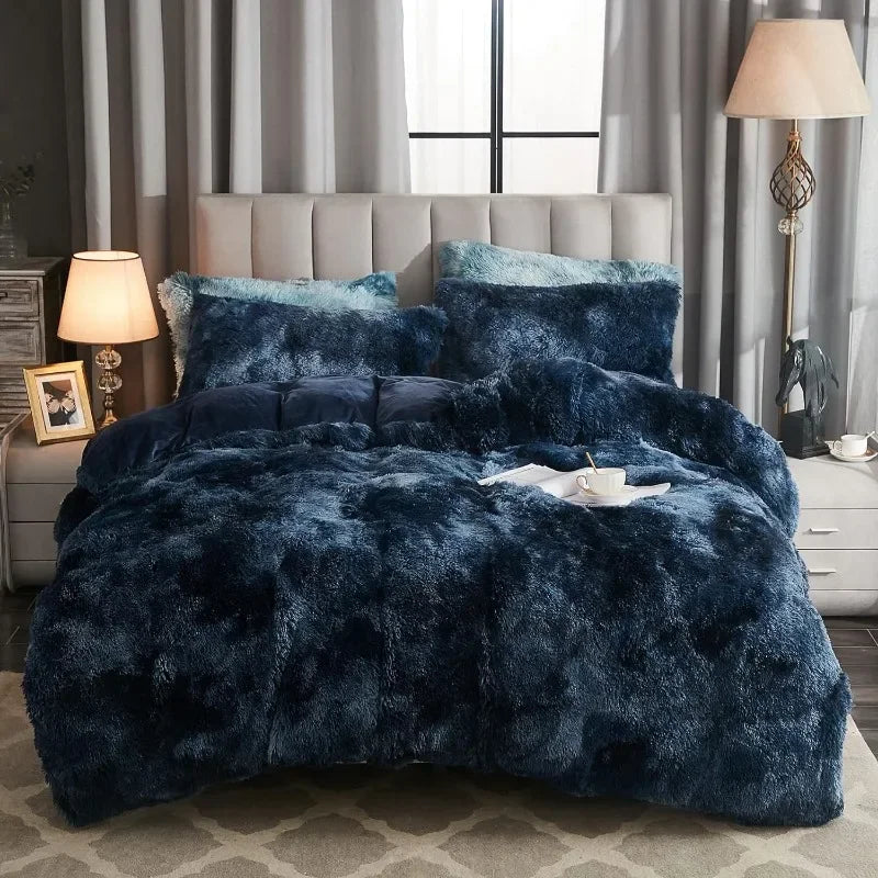 Capa de edredão de veludo Silvara — Roupa de cama aconchegante em pelo sintético macio - Desfino