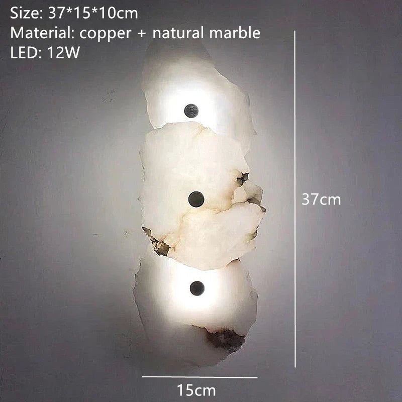Aplique de parede LED de arte moderna Aurora — Mármore, detalhes em cobre - Desfino