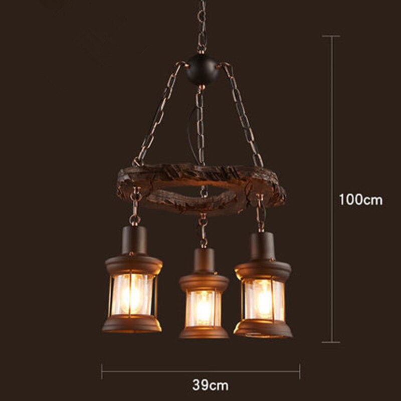 Industrial LED Ceiling Light — Vintage Wood and Iron Fixture - Desfino